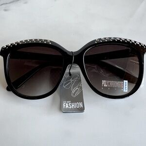 NWT “Black Halo” Sunglasses. Black with Silver Studs along upper Rim